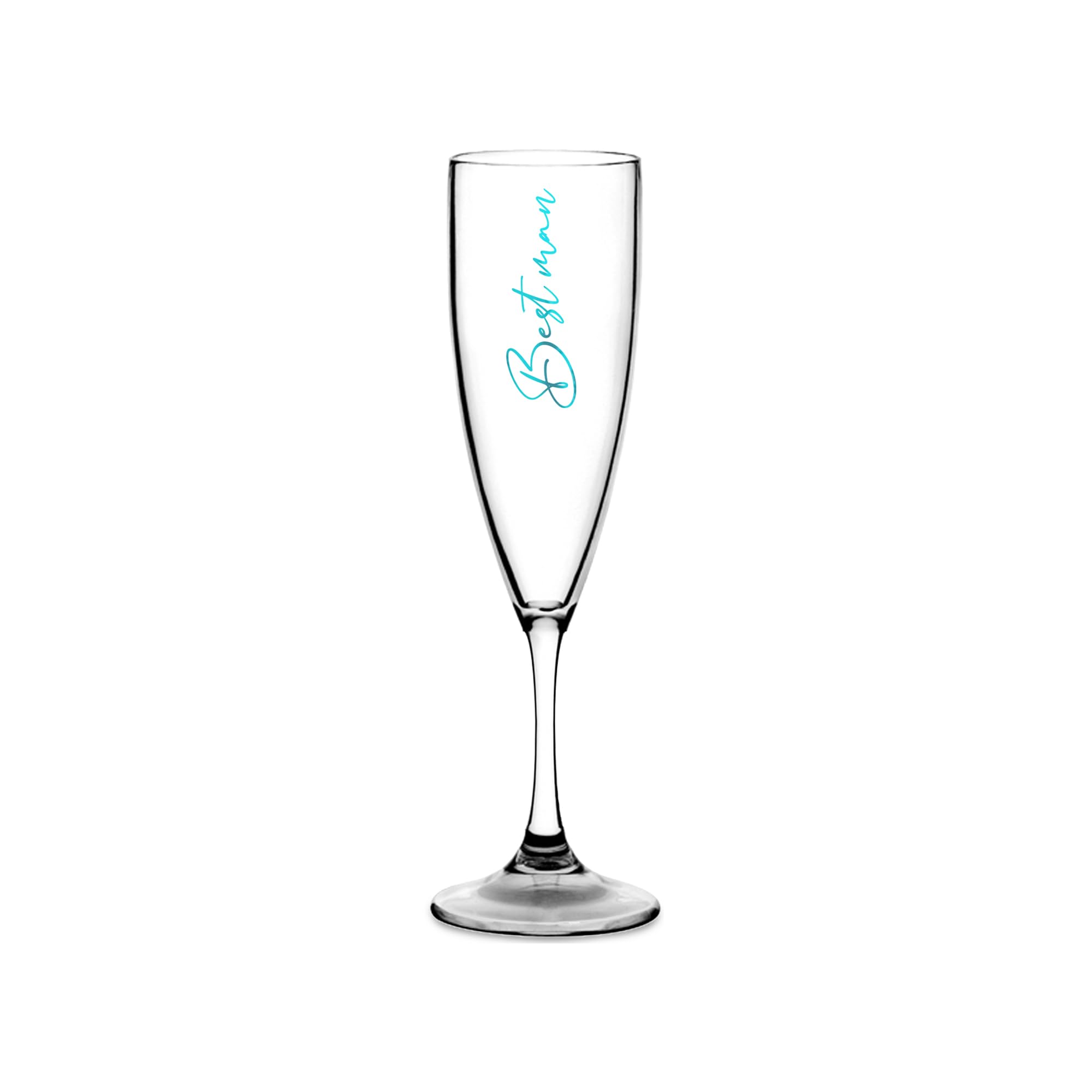 Print Maniacs Champagne Premium Clear Flute Glass Bride Groom Mr Mrs Wedding Maid Honour Wine Cocktail Prosecco Celebrations Gift (Teal, Best Man)