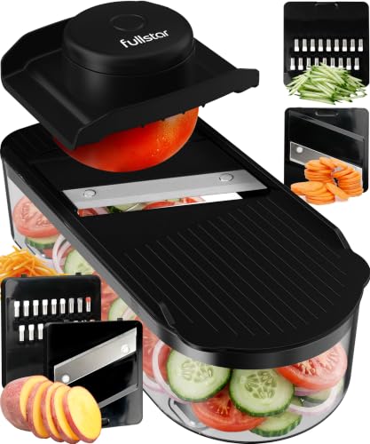 Fullstar (Essential Series) Mandoline Vegetable Slicer for Kitchen - 2 Stainless Steel Blades - Space-Saving Veg Slicer & Julienne Cutter - Dishwasher Safe BPA-Free (Essential 2-in-1 White)