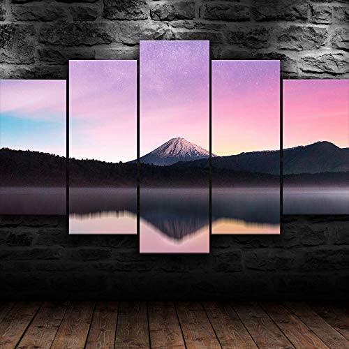 5 Panel Wall Art Volcanic Landscape Canvas Mural Painting Pictures Print On Canvas The Picture For Home Modern Living Room Bedroom Decoration 200 X 100 Cm -0R0S/D9T9-