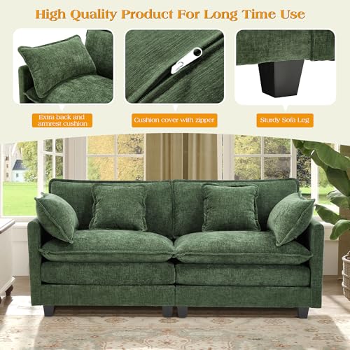 Image of 77.6 inch Modular Sectional Sofa,Loveseat Couch for Living Room, Modern Deep Seat Sofa 2 Seater Chenille Fabric Comfy Cloud Couches with Throw Pillows for Apartment,Small Spaces