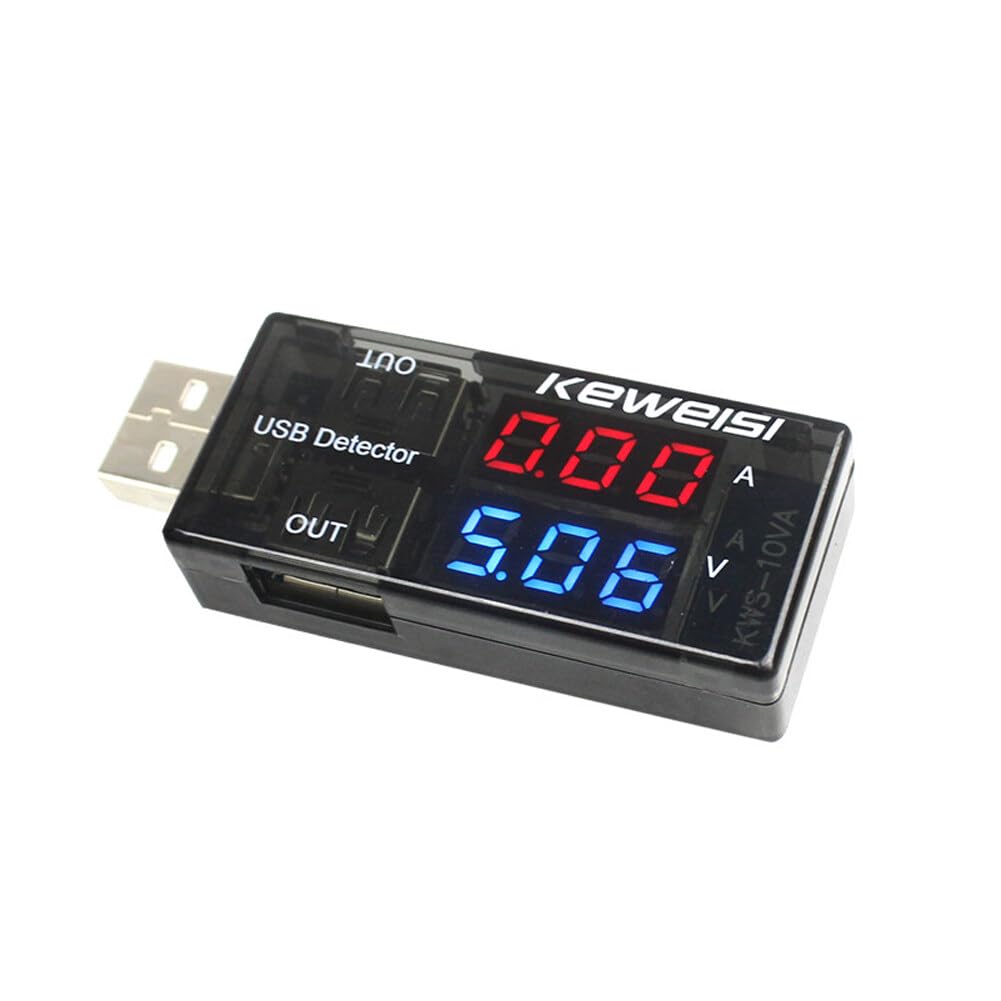 USB Tester Power Meter 3-9V 0-5A Dual USB Output Ports Digital Current Tester Meter, Power Capacity, USB Current Power Voltmeter Ammeter Detector for Laptop Power Bank Solar Panel