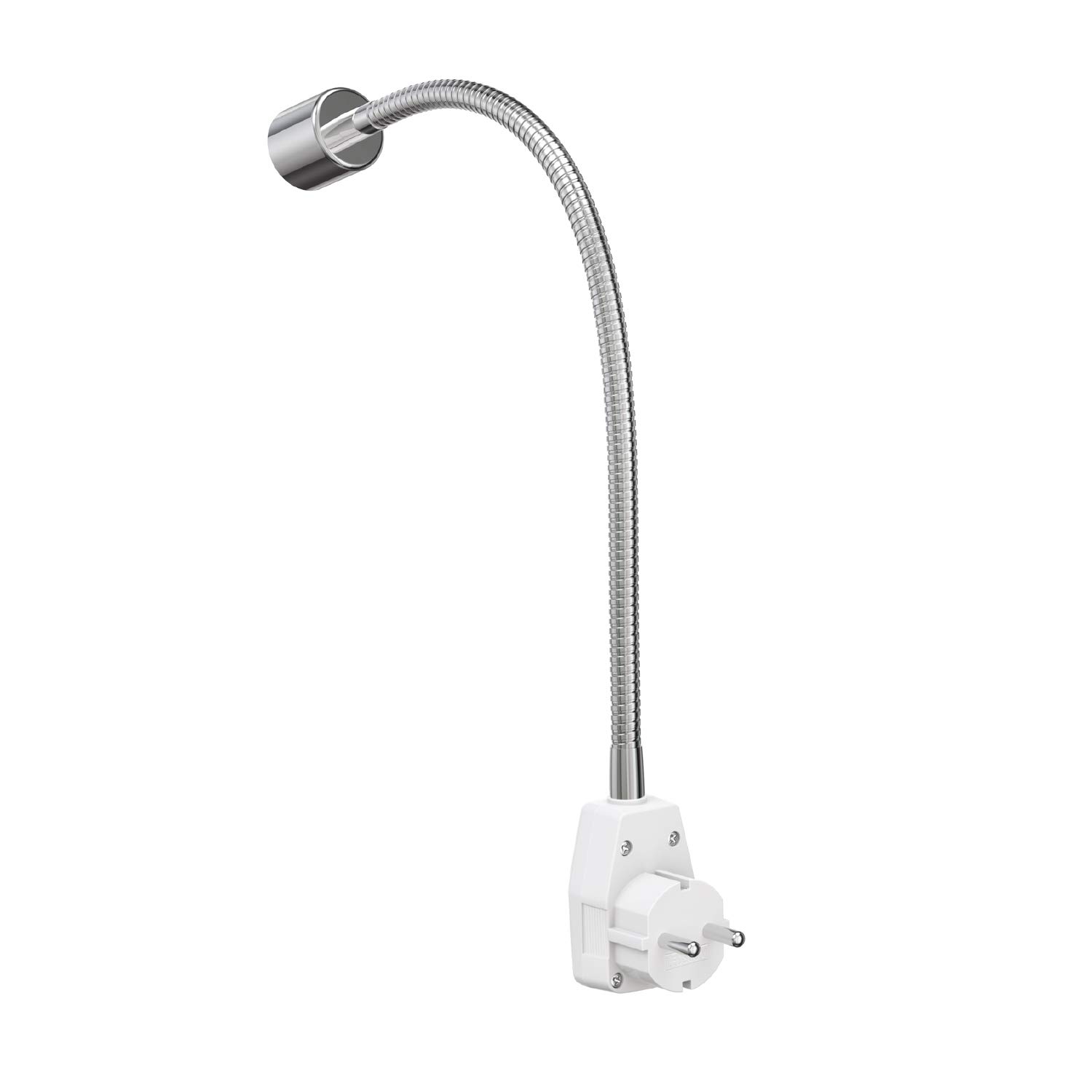 ledscom.de 2 lámparas con enchufe/lámparas de lectura LESCH, cuello de cisne, cromado/blanco, 1 casquillo GU10 de máx. 10 W