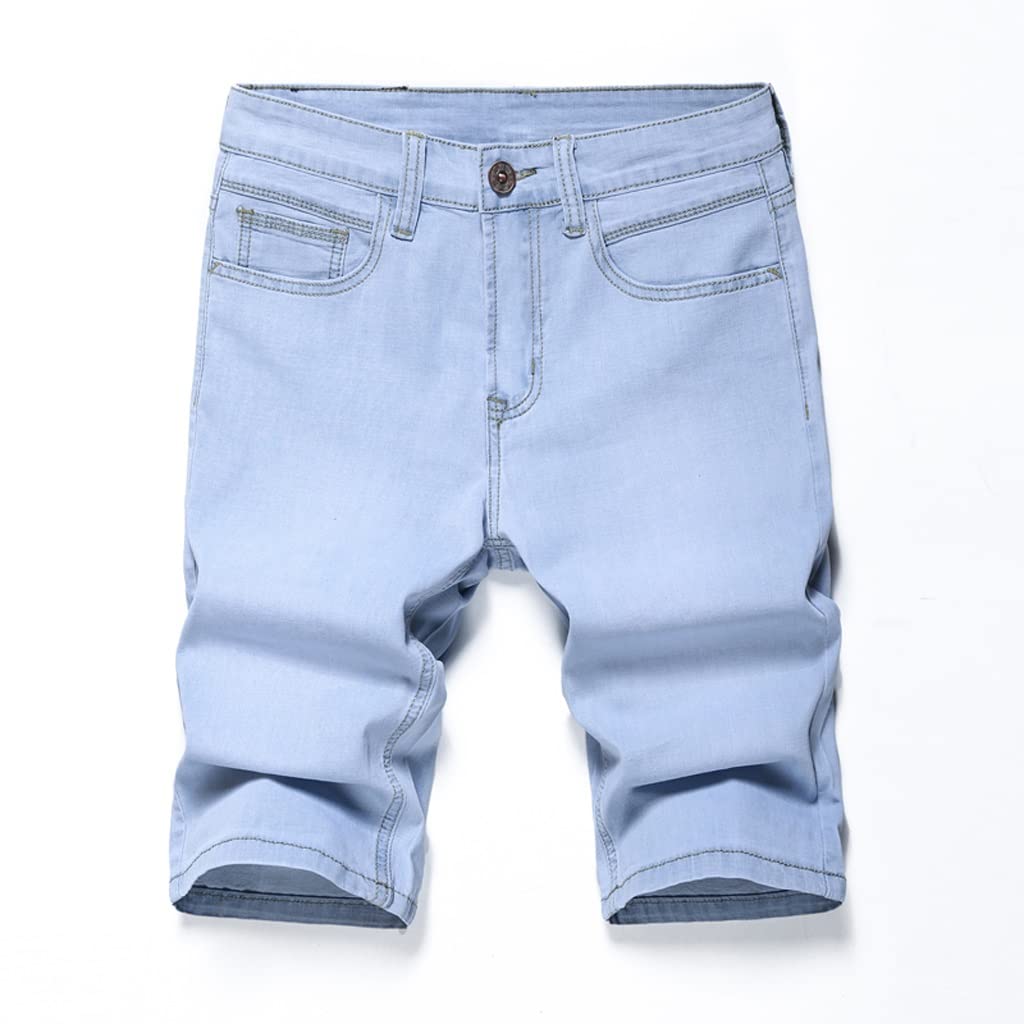Shorts en jean bleu clair pour hommes en denim stretch RLKHXBS