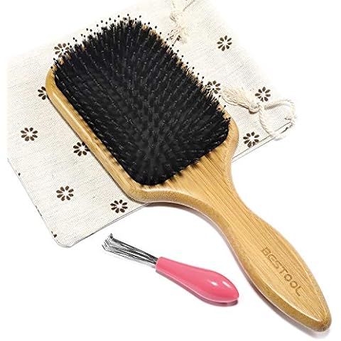 BESTOOL Hair Brush, Boar Bristle Hair Brushes for Women men Kid, Boar & Nylon Bristle Brush for Wet/Dry Hair Smoothing Massaging Detangling, Everyday Brush Enhance Shine & Health (Square) Cover