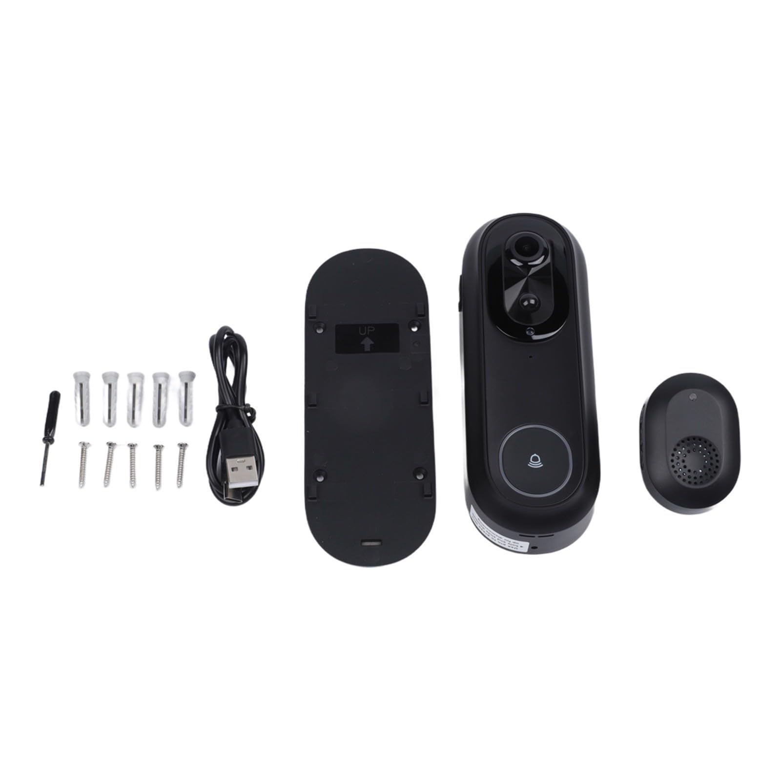 Timbre inalámbrico de video HD 1080P, IP65, seguridad para exteriores con aplicación Tuya de audio bidireccional, instalación, color negro