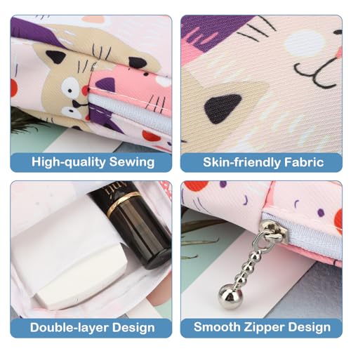 Image of Sanitary Pad Storage Bag Portable Period Bag for Teen Pads /Sanitary Napkins /Small Tampons, Sanitary Napkin Storage Bag First Period Gifts for Teen Girls (Cat)