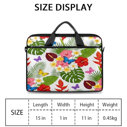 Maletín para laptop con estampado Tropical Flower Butterfly 15 pulgadas miniatura 2