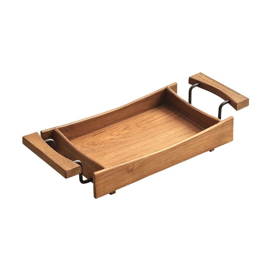 Plateau de rangement de bureau en bois pour tasse à thé et service repas