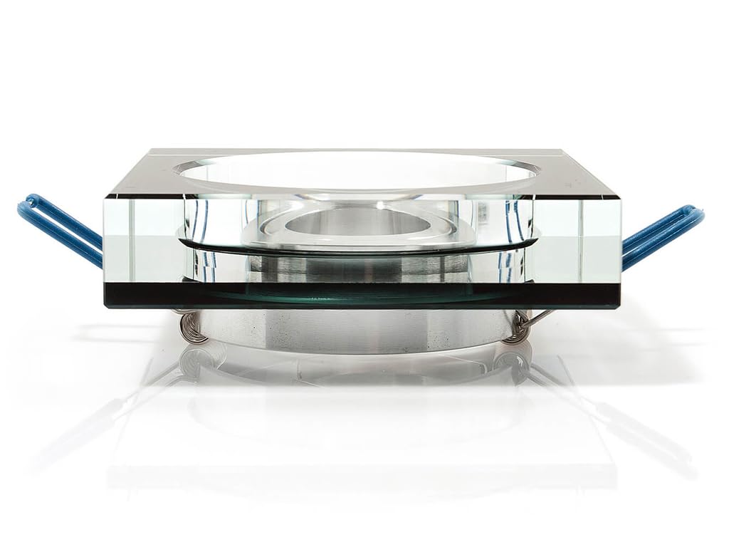Einbaustrahler Einbauleuchte Oh Tami Set - 230 V~50 Hz - 5x LED Glaseinbauleuchte 11x11x 4 cm + 5x GU10 Fassung 3x3x3 cm - Quadratisch - Beweglich - Schwarz