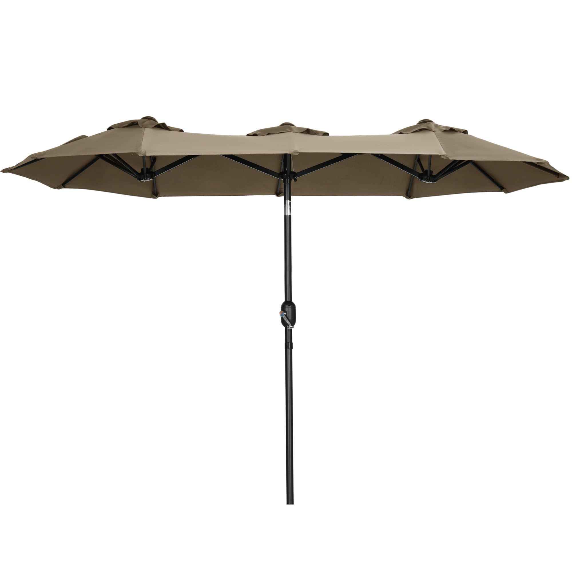Outsunny Double-sided Patio Umbrella 9.5' Large Outdoor Market Umbrella with Push Button Tilt and Crank, 3 Air Vents and 12 Ribs, for Garden, Deck, Pool, Gray