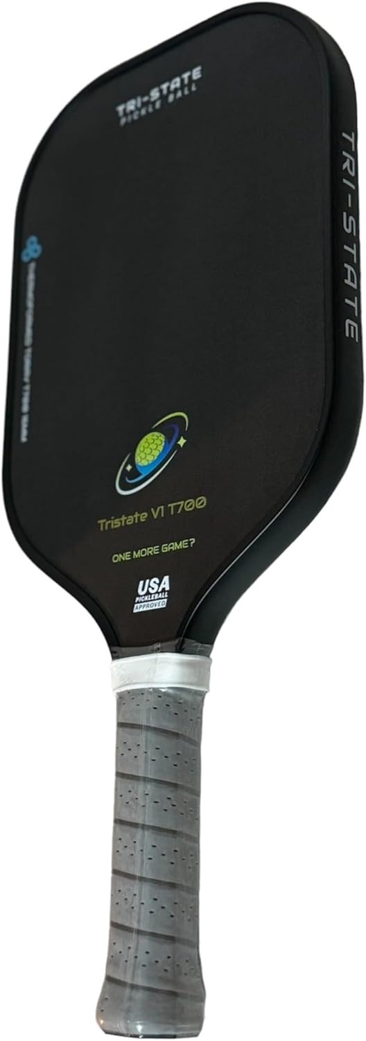 Carbon Fiber 16mm Pickleball Paddle w/Paddle Cover Tristate V1 T700 by Tri-State Pickleball Thermoformed Toray T700 Carbon Fiber Construction