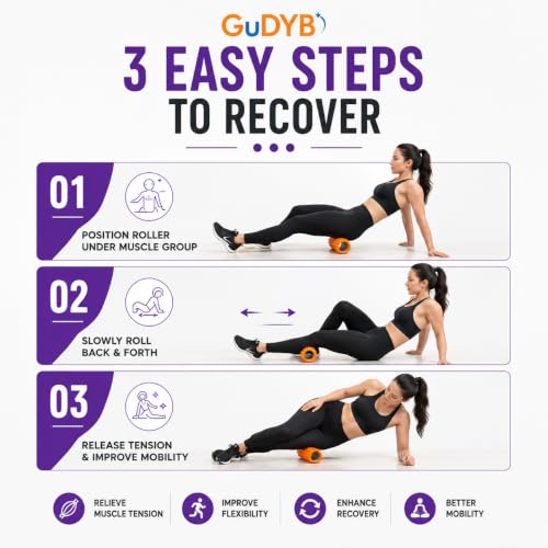 Image of Foam Roller for Exercise & Gym | Deep Tissue Muscle Massage Roller for Back, Neck, Calf & Thigh Pain Relief | Yoga, Stretching, Recovery & Fitness Workout Equipment | 33cm Orange
