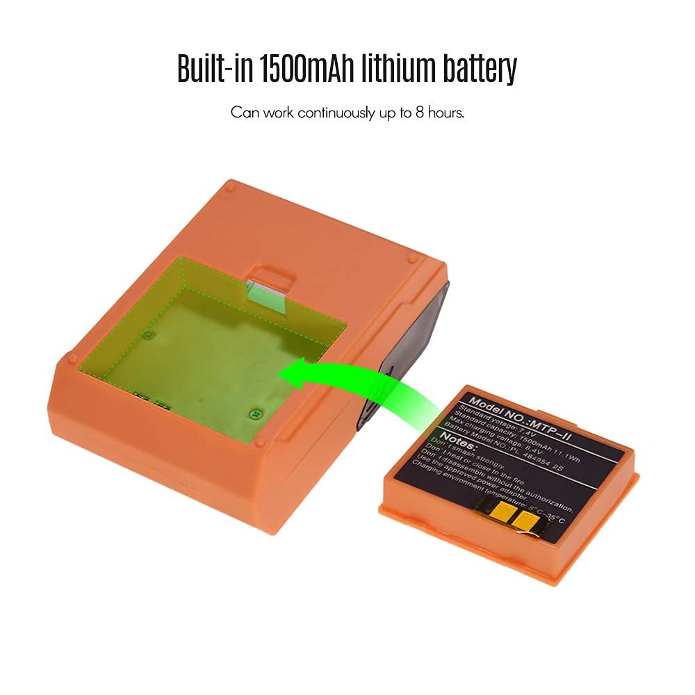 Stampante Termica Portatile da 58 mm, Stampante Compatibile ricevuta BT Wireless comandi Stampa ESC/POS impostati Windows, Arancione