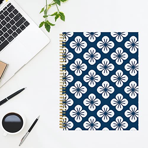 Zgmj Large Spiral Notebook College Ruled - 80 Sheets/160 Pages White Paper, 8.5'' X 11'' With Durable Hardcover Lined Notebook, Blue Flower #TOP4