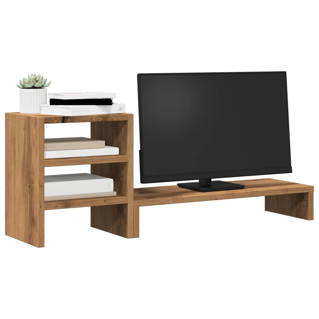 Supporto per monitor con organizer da scrivania in rovere Artisan, 80 x 20 x 30 cm, portata fino a 35 kg, ideale per scrivania per computer, supporto per laptop, postazione di lavoro e home