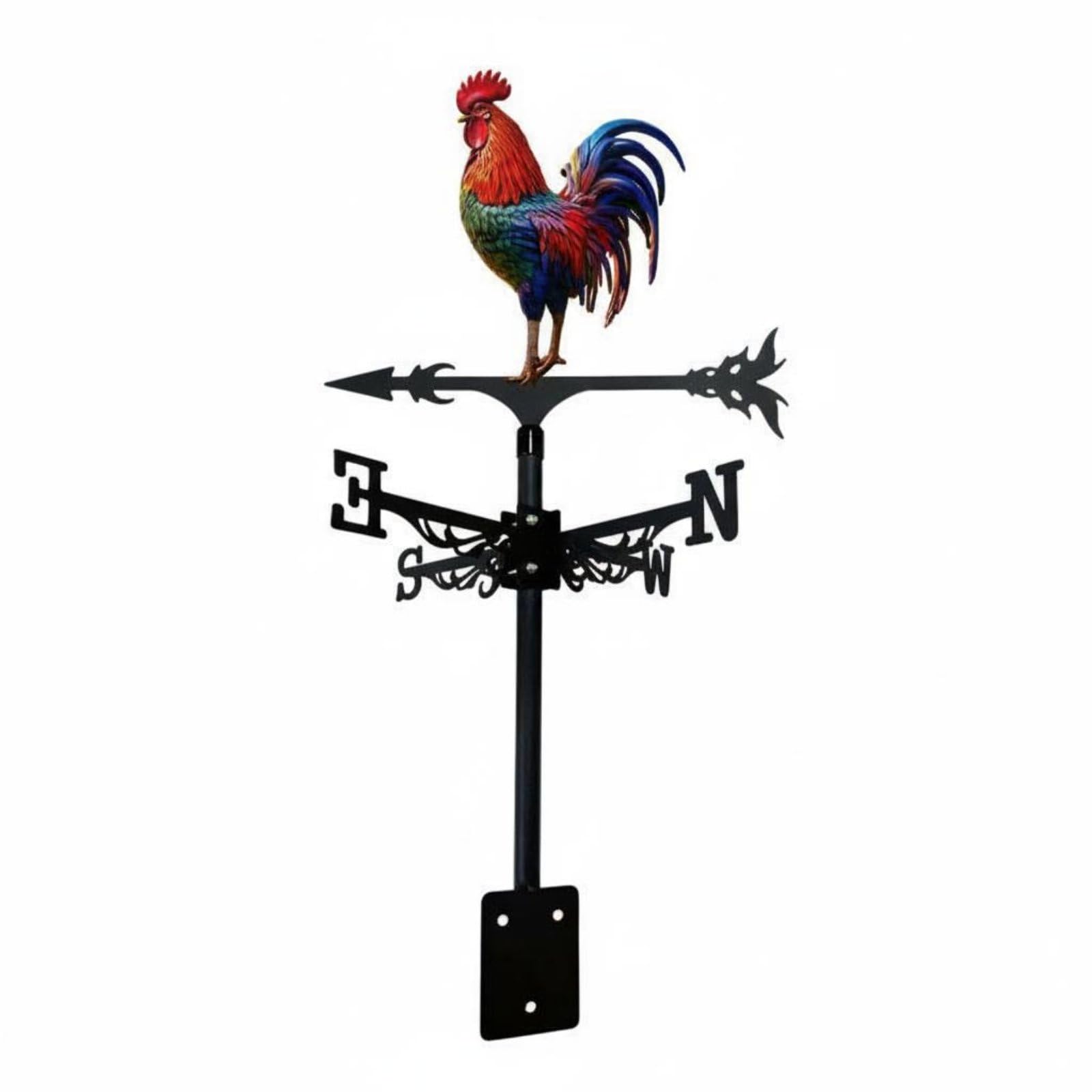 Wrought Iron Cockerel Weathervane Weather Resistant Metal Cockerel Wind Vane Roof Mount Wind Indicator for Garden, Rooftop, Yard, Farmhouse, Rooster T134-image-34