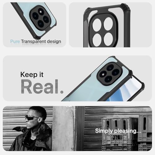 Image of Pikkme Crystal Clear Transparent Back Cover | Ultra Hyrbid | Full Camera Protection | Raised Edge | Bumper Case for Redmi Note 14 Pro 5G / Redmi Note 14 Pro Plus 5G (Black)