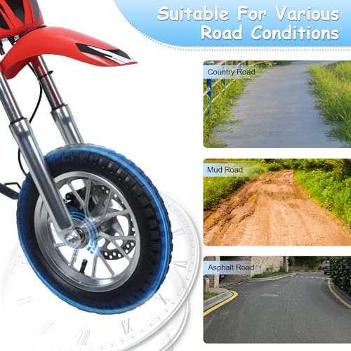 Image of Kids Dirt Bike, 50cc / Gas Powered Dirt Bike for Kids 8-14, 2-Stroke Mini Dirt Bike, Pull Start Off-Road Motorcycle, 10-Inch Tires, Disc Brakes, 25 MPH, 330 lb Max Load (Bright Blue)