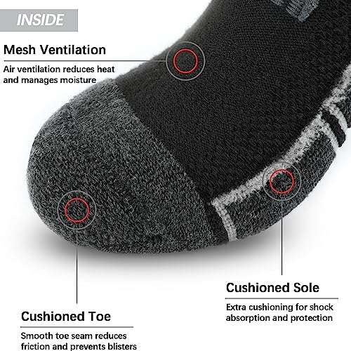COOVAN Mens Athletic Crew Socks Moisture Wicking Heavy Duty Cushioned Work Socks with Reinforced Heel and Toe (6 Pairs2