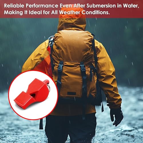 Emergency Whistles with Lanyard Red Safety Whistle for Lifeguard Outdoor Emergency Camping Hiking Boating Loud Signaling Whistles - Image 4