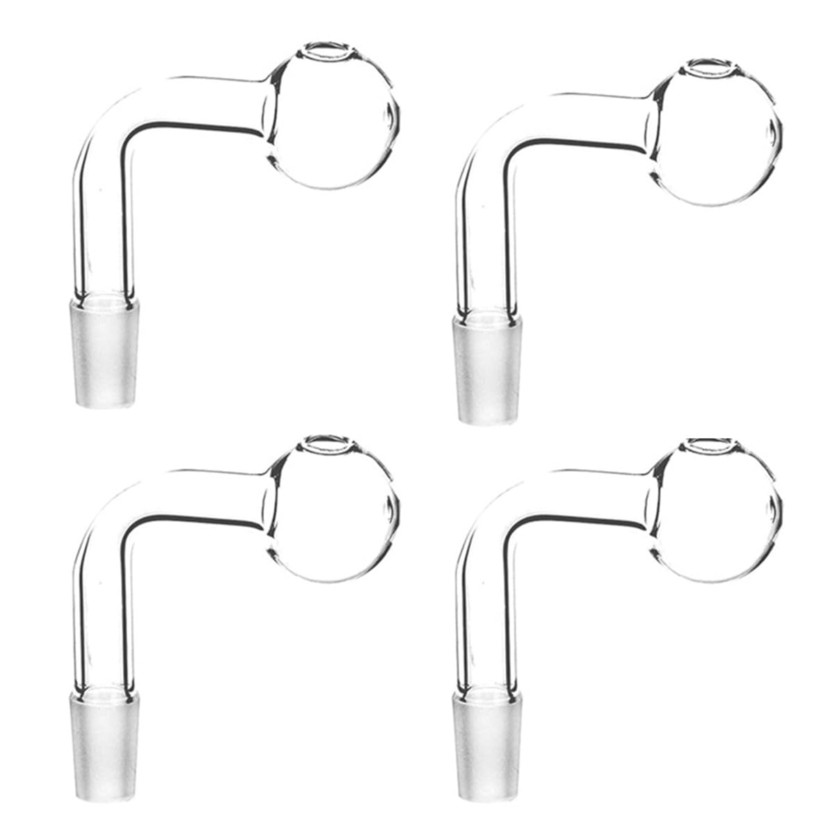 Pingzhi Transparant 14Mm Glass Oil Burner Water Pipes Bong Clear Thick For Oil Rigs Glass Bongs Thick Big Bowls For Smoking (4Pcs) (Tipo L)
