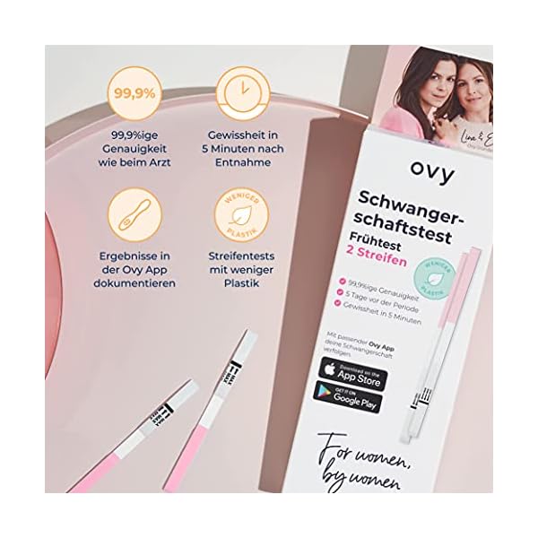 Ovy® Schwangerschaft Frühtest HCG Test 2 Streifen Schwangerschaftstest mit 99,9 Genauigkeit