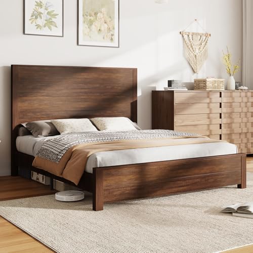 Amerlife 1062050878N-HPT Queen Size 51.2 Inch Solid Wood Bed Frame cover
