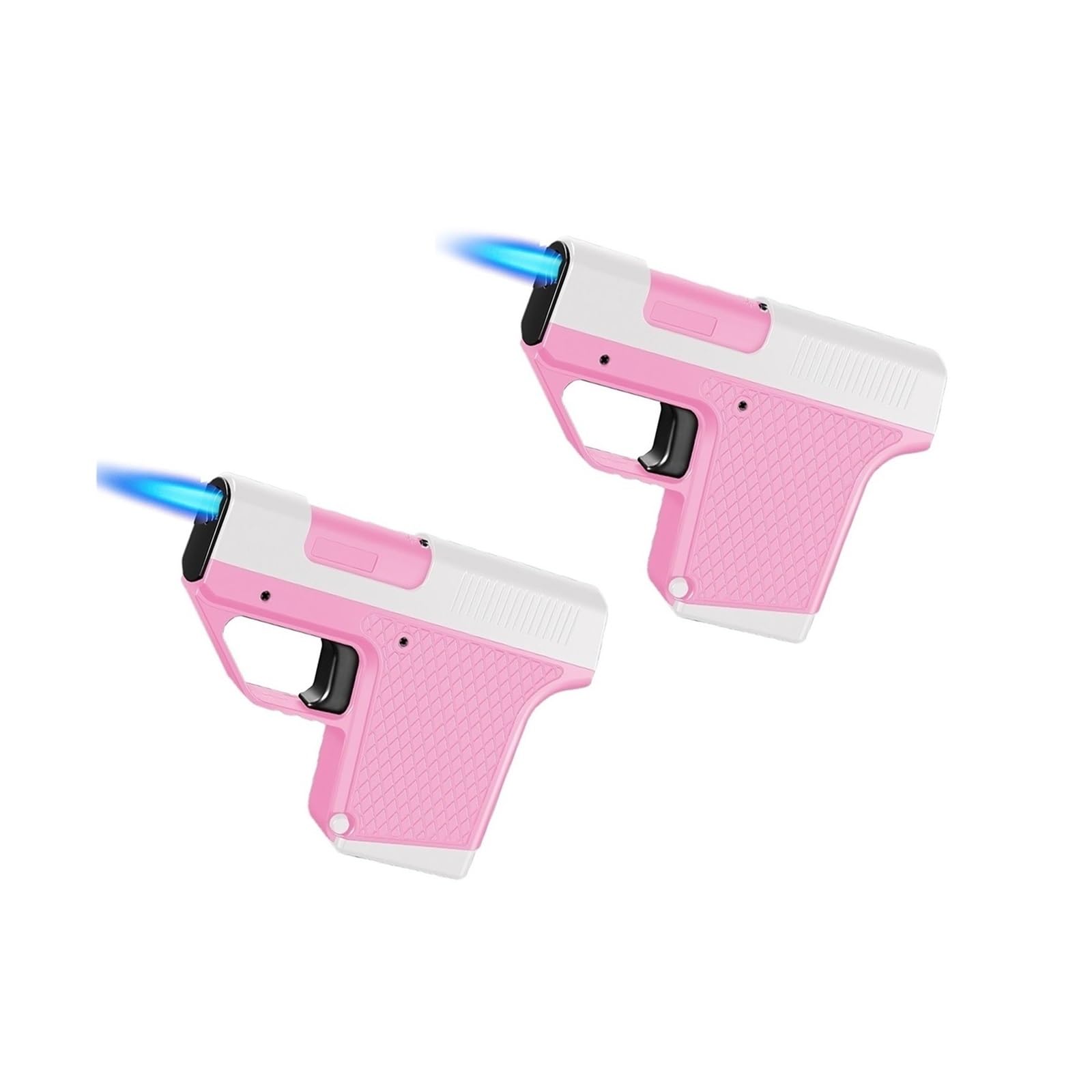 (Lot de 2) Briquet Coupe-Vent, Flamme Bleue, livré avec Un étui à Cigarettes, Joli Briquet à Butane Rose Compact et Portable, Un Cadeau pour Hommes et Femmes.(2pcPink)