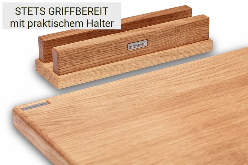 Schneidebrett Eiche & Schneidebrett Kunststoff - Praktisches Schneidebrett-Set inkl. Halter- Made In Germany - 2 x 45x29x3,8 cm