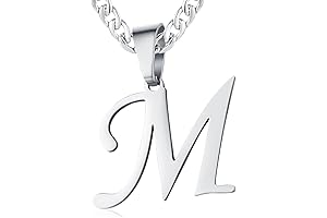 Cuban Chain Stainless Steel Letter Pendant Necklace