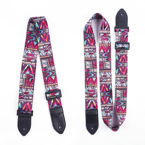 Image of Adjustable Guitar Strap Includes 2 Strap Locks & 2 Matching Picks & 1 Picks Holder & 1 leather Strap Button.