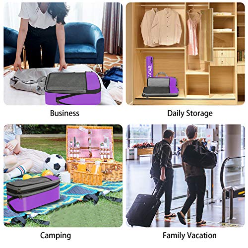 Image of BAGAIL 4 Set /6 Set /8 Set Compression Packing Cubes Travel Accessories Expandable Packing Organizers(Purple HalfMesh 6 Set)