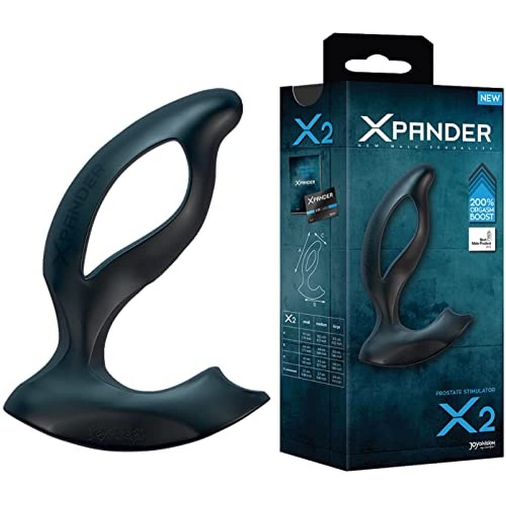 JOYDIVISION XPANDER X2, S, Nero, Perfetto equilibrio per la stimolazione della prostata, anale e del perineo – Utilizzo senza mani, Silikomed medico