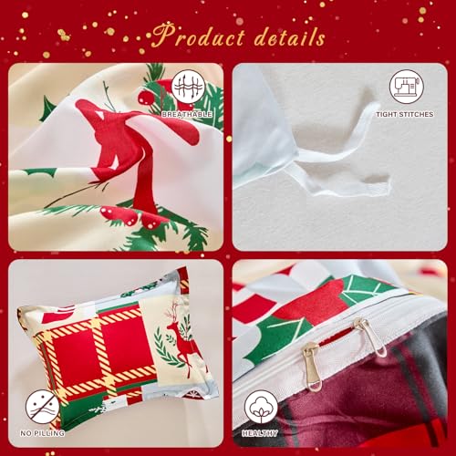 Tititada-Christmas-Patchwork-Plaid-Duvet-Cover-Set-Queen-Soft-Microfiber-Colorful-Xmas-Holiday-Decor-Bedding-Set-for-All-Season-1-Duvet-Cover-and-2-Shams Tititada Christmas Patchwork Plaid Duvet Cover Set Queen Soft Microfiber Colorful Xmas Holiday Decor Bedding Set for All Season 1 Duvet Cover and 2 Shams