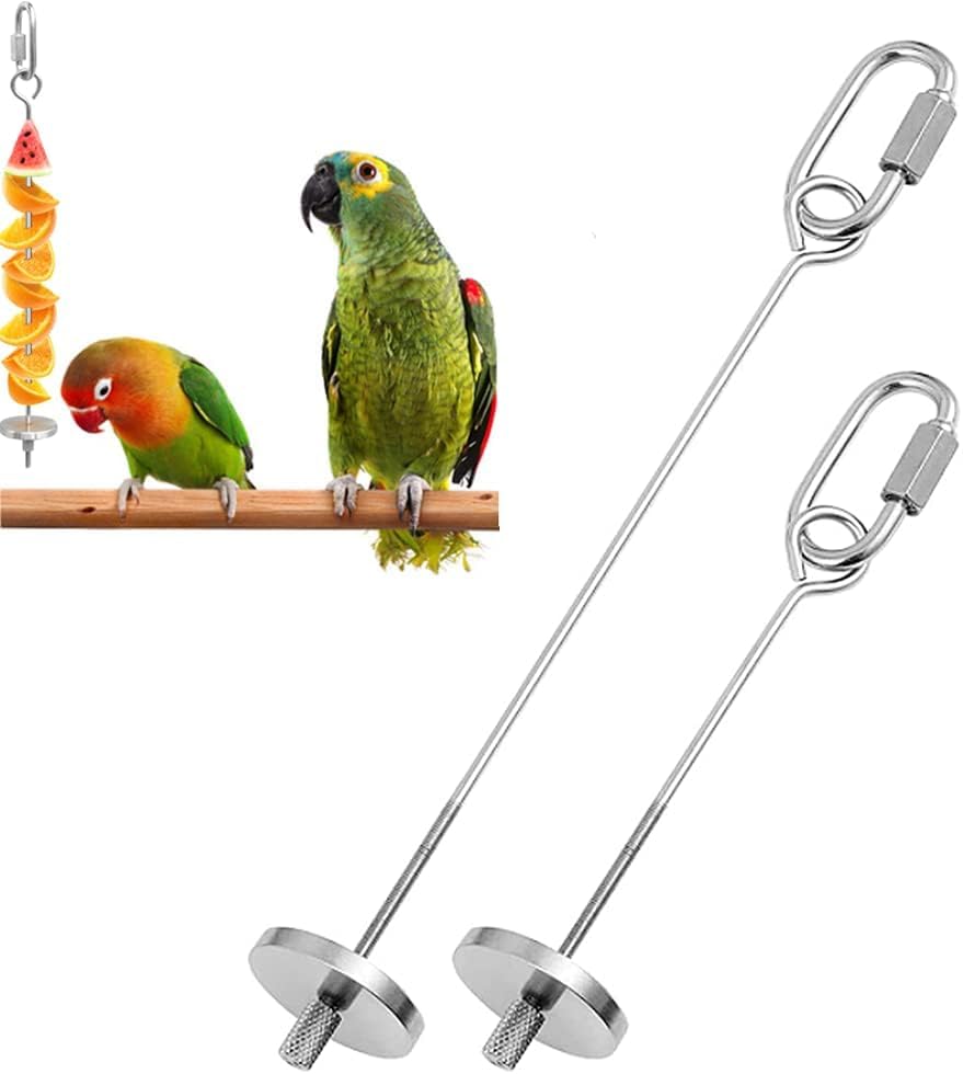 Parrot Fruit Holder, Stainless Steel Vegetable Skewer, Hanging Feeder for Birds and Small Animals, 41-45cm
