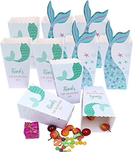 Meet-shop Popcorn Boxen,Meerjungfrau Popcorn Tüten Pappe 12 Stück Popcorn Candy Boxen Behälter für Party Snacks,Süßigkeiten,Popcorn,Geburtstage,Filmabend,Karneval