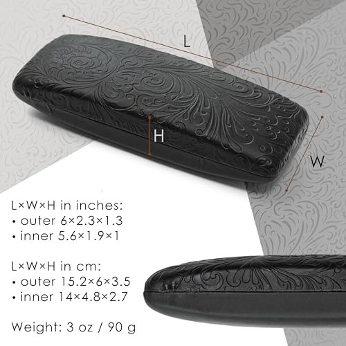 Image of Women's Hard Eyeglass Shell Case with Floral Embossing - Premium PU Leather Glasses Hard Shell Red Purple Black Brown