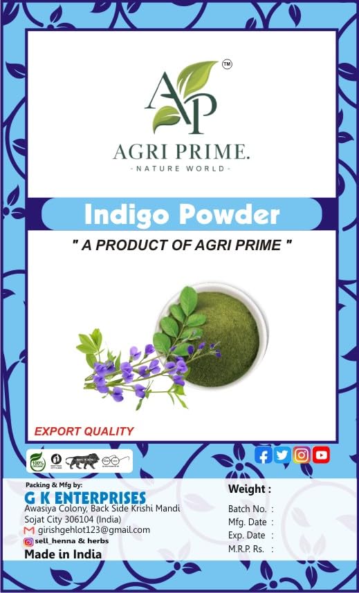 Indigo Powder - A Premium Product by Agri Prime 50 Gram