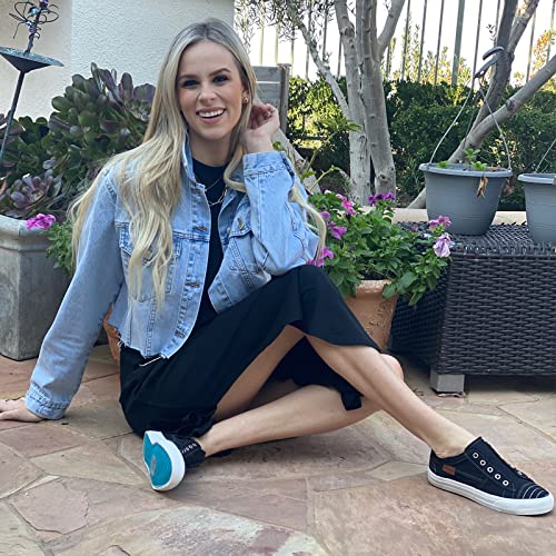JENN ARDOR Womens Fall Slip On Fashion Sneakers No Laces Comfortable Casual Low Canvas Sneakers Flats Walking Shoes Black - image 2