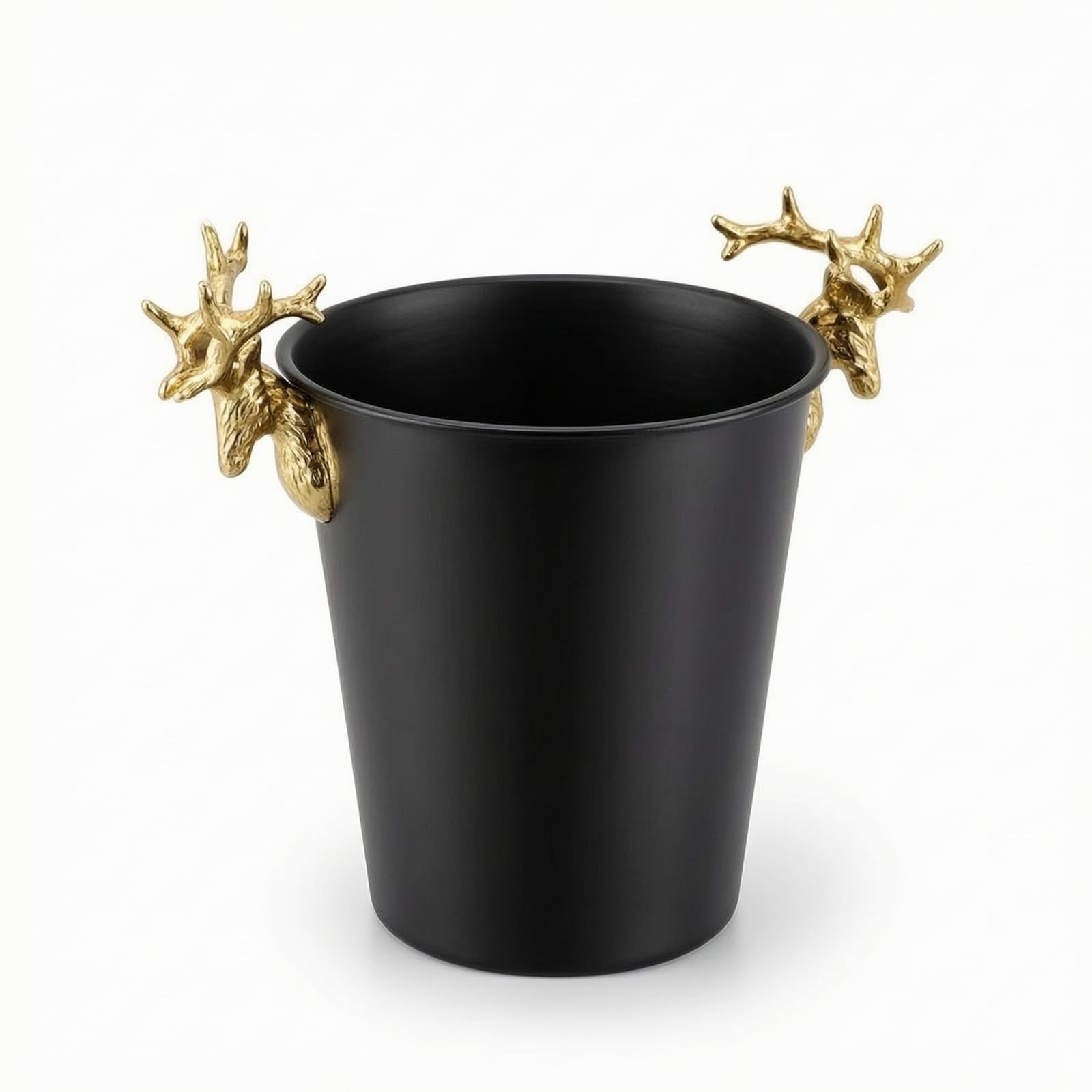 Cubo Hielo con Asta Elegante Hielera Acero Inoxidable Recipiente para Fiestas, Negro, Mediano 3L