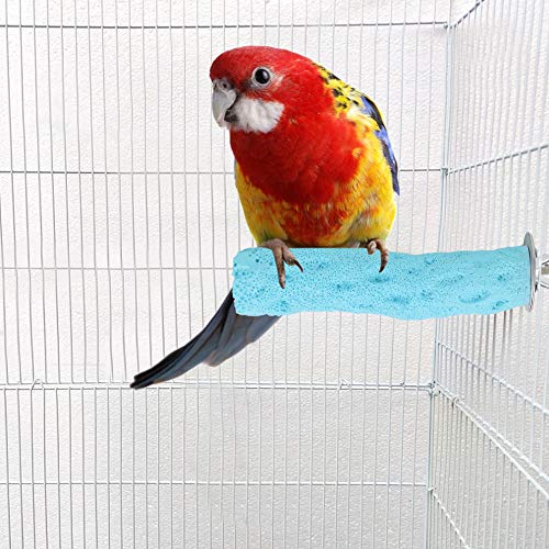 Image of Pet Bird Perch Standing Stick Mineral-Made Parrot Stand Toy Bird cage Perch Grinding Stick Chew Toy for Pet Birds, Parrot and Chinchilla(S-Blue)