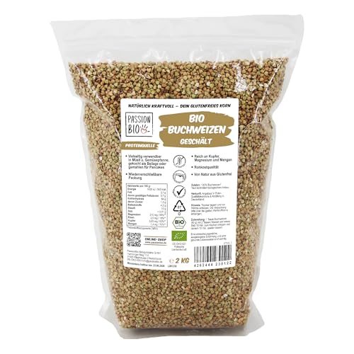 PassionBio Bio Buchweizen 2 KG - wiederverschließbare Verpackung - in Rohkostqualität