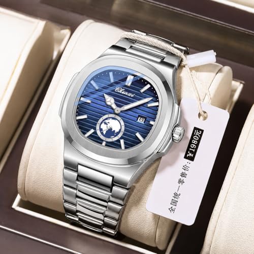 Image of Gosasa Fashion Men's Watches Date Business Watch Stainless Steel Luxury Style Luminous Quartz Waterproof Analog Display Male Wristwatch