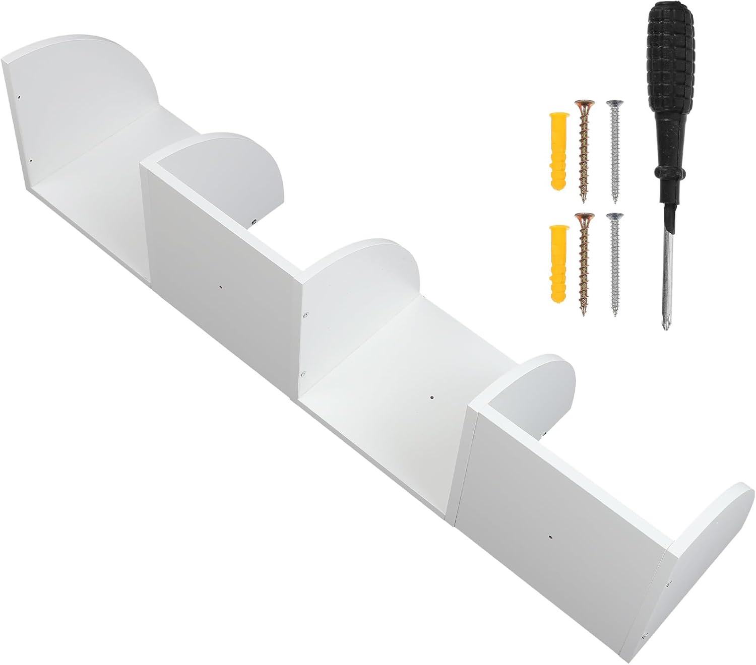 Wooden Wall-Mounted Corner Shelf 5-Tier Storage Rack White Modern Style Creative Home Decor Practical Floating Bookshelf for Living Room Bedroom