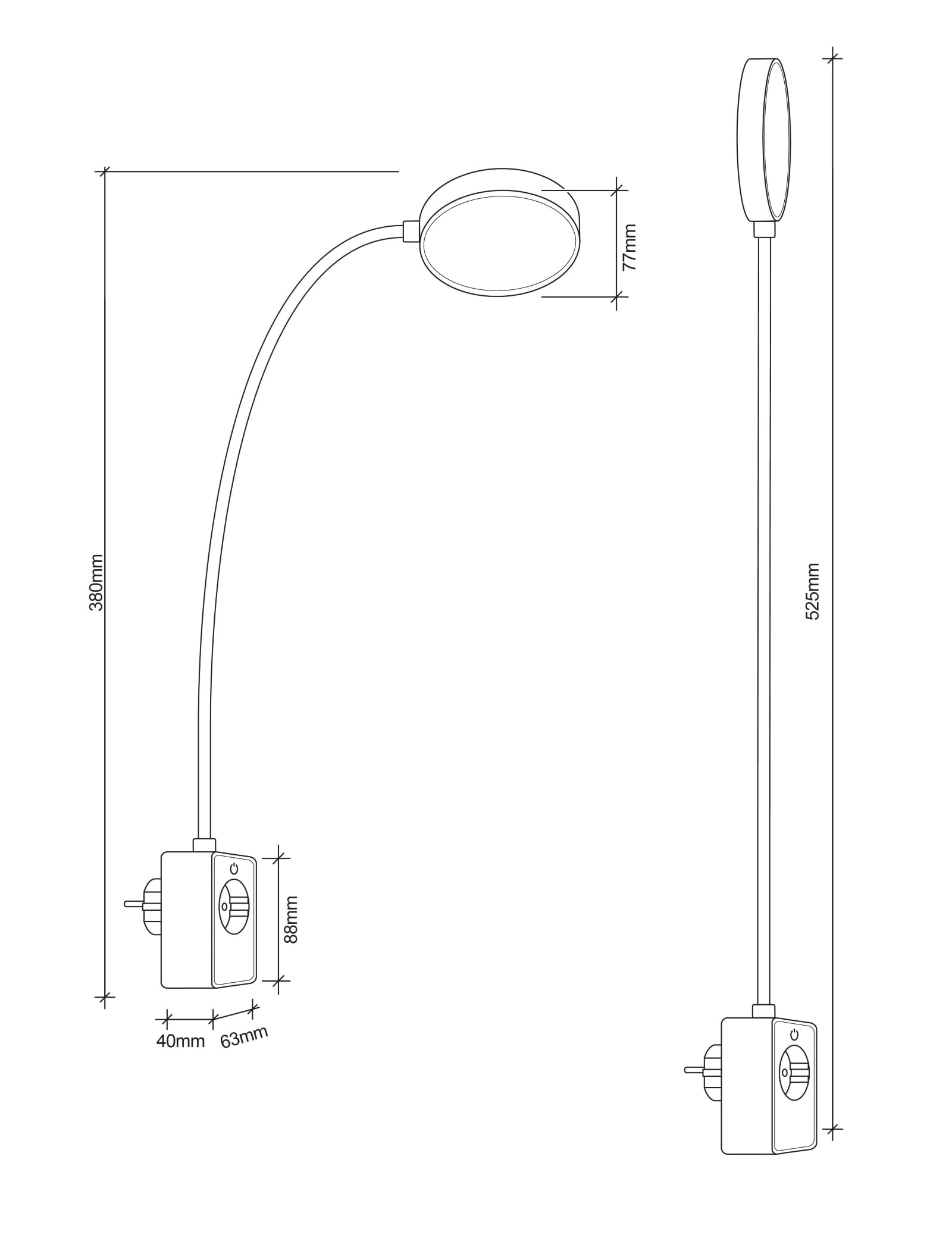 SEBSON Lámpara Enchufe Pared LED Regulable, Lampara de Lectura con Conector USB-C - Cuello de Cisne Flexible, Blanco Neutro 4000K, 4,5W, 420lm - Luz Nocturna Negro