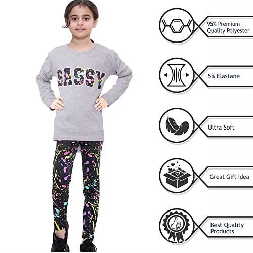 Image of A2Z 4 Kids Girls Love Crop Top T-Shirt And Splash Fashion Leggings Girls Pants Kids Outfit Sets Age 5-14 Years