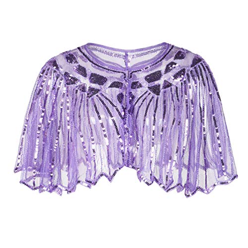 PrettyGuide Women's 1920s Shawl Beaded Sequin Deco Evening Cape Bolero Flapper Cover Up2