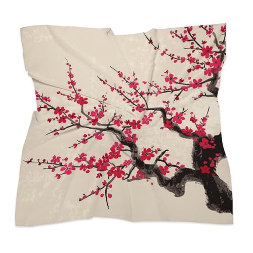 18"x18" Breathable Head Scarf Japanese Floral Cherry Blossom Printed Headscarf Lightweight Square Scarf Women Scarves Bandanas Neckerchief3