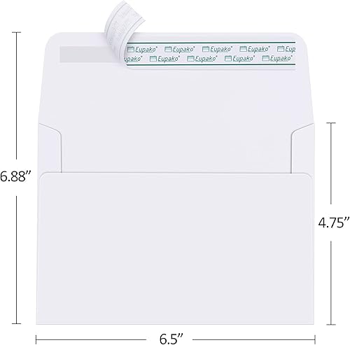 Miniatura 2 de Eupako Sobres blancos A6 de 4 x 6 pulgadas, paquete de 100 sobres autoadhesivos para tarjetas de 4 x 6, fotos, invitaciones, boda, graduación, baby