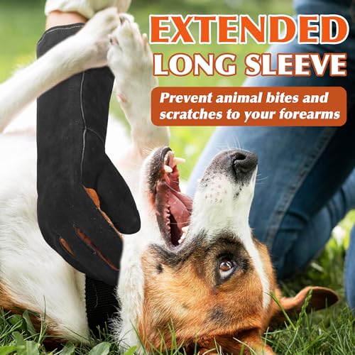 Image of HANDLANDY Animal Handling Gloves, Bite-Proof, Scratch-Resistant, Pet Gloves for Dogs, Cats, Falconry, Gardening